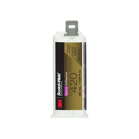 Epoxy Adhesive, DP420 Series, Off-White, Dual-Cartridge, 2:01 Mix Ratio, 2 hr Functional Cure