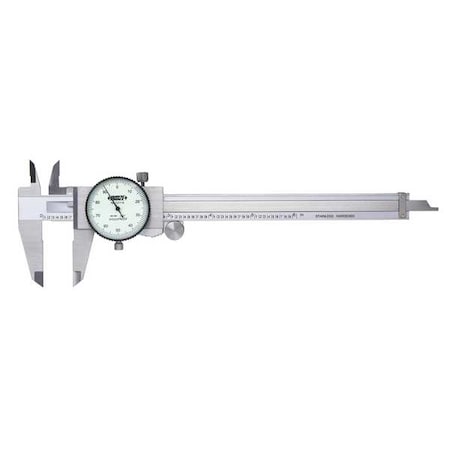 Dial Caliper, 0-6"Range, White, 1-1/2"Jaw D