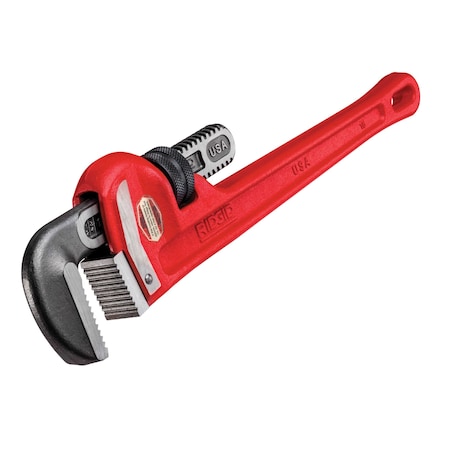 18" Heavy-Duty Straight Pipe Wrench, 2-1/2" Pipe Capacity, Red