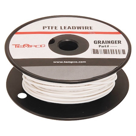 High Temp Lead Wire, PTFE, 14 AWG, White, 250 ft