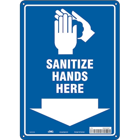 Sanitize Hands Here, Aluminum, 14 in x 10 in
