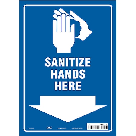 Sanitize Hands Here, Vinyl, 14 in x 10 in