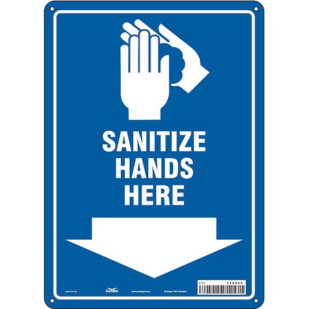 Sanitize Hands Here, Plastic, 14 in x 10 in