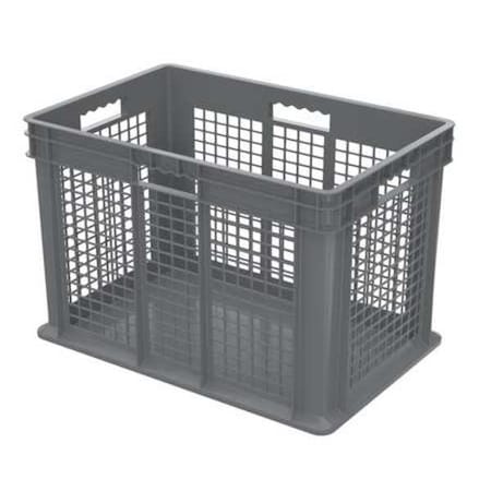 Vented & Stackable Straight Wall Storage Container, 26.6 gal, Gray, Industrial Grade Polymer