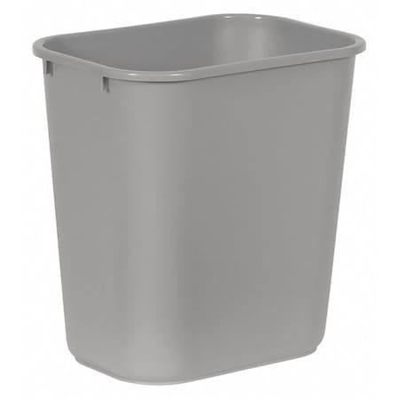 Rectangular Wastebasket, 7 gal, LLDPE, Open Top, Plastic, Gray