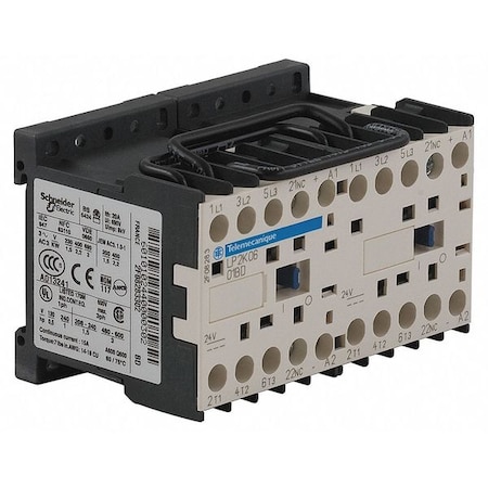 IEC Miniature Magnetic Contactor, 1NC, 24V DC, 3 P, Reversing, Screw Clamp