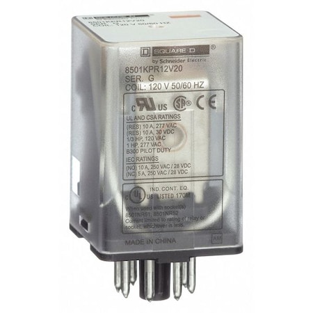 Socket, General Purpose Relay, Octal, 10 A, 8 Pins, Pin