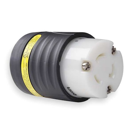 Locking Connector, L5-20R, 20 A, 125V AC, Three Phase, 2 Pole, Screw Terminals, Black, White