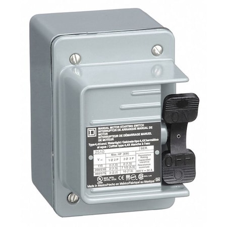 Manual Motor Switch, 30 A, 3 P, 3 Phase, Toggle, Type K, Class 2510 Series, NEMA 4