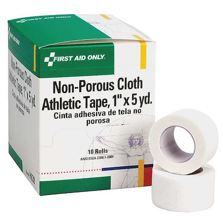 Athletic Tape, White, 1 in. W, 5 in. L, PK10