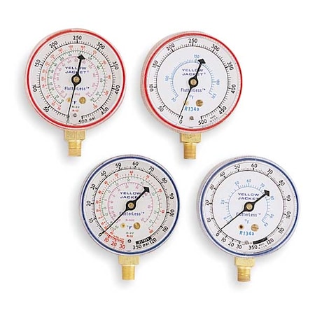 Gauge,2-1/2 In Dia,High Side,Red,500 psi