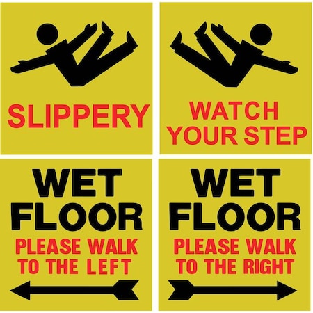 Floor Safety Sign, 8 in H, 8 in W, Plastic, English, 6GJA1,PK4