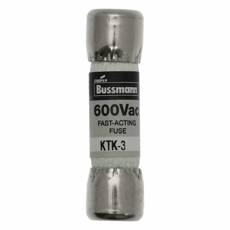 Midget Fuse, Fast-Acting, 3A, 600V AC, Non-Indicating, 100kA at 600V AC