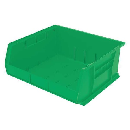 Hang & Stack Storage Bin, 16-1/2 in W x 14-3/4 in L x 7 in H, 75 lb Load Capacity, Green, Plastic