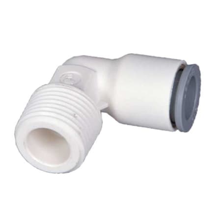 Push-Fit Elbow Fitting, 3/8 in Tube Size, Bio-Based Nylon, White, 10 PK