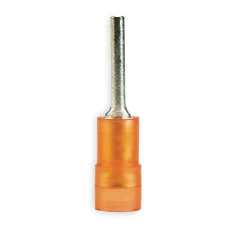Pin Terminal, 18 AWG, 600 V, Nylon Insulated, Red, Crimp Termination Only, 100 PK