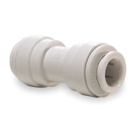 Push-Fit Union Fitting, 1/2 in x 3/8 in Tube Size, Polypropylene, White, 10 PK