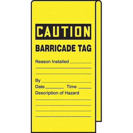 Wrap Stick Tag, Caution, 12"Lx3-1/8"W, PK25