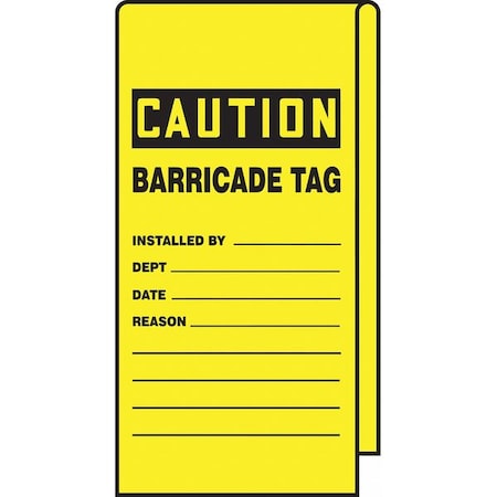 Wrap Stick Tag, Caution, 12"Lx3-1/8"W, PK25