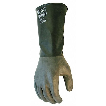 874R Chemical Resistant Gloves, Butyl, 14 in L, 14 mil, Black, 9, 1 PR