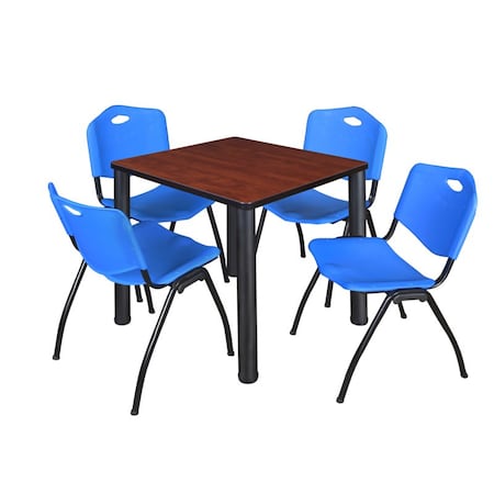 Kee Square Table & Chair Set, Wood, Metal, Plastic Top, Cherry