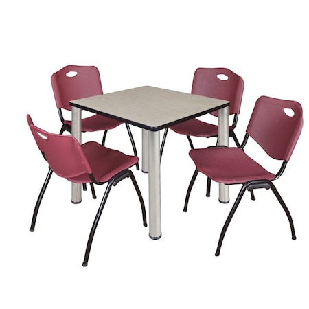Kee Square Table & Chair Set, Wood, Metal, Plastic Top, Maple