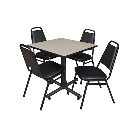 Kobe Square Table & Chair Set, Wood, Metal, Vinyl Top, Maple