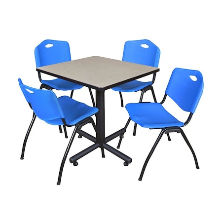 Kobe Square Table & Chair Set, Wood, Metal, Plastic Top, Maple