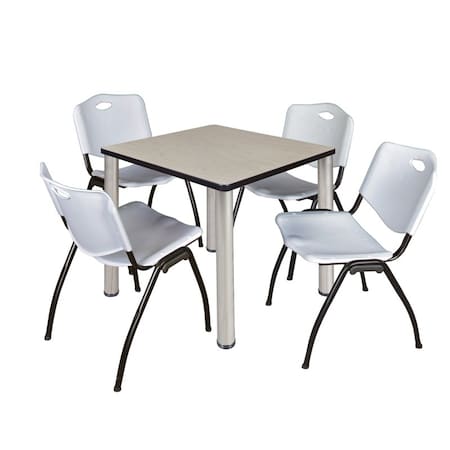 Kee Square Table & Chair Set, Wood, Metal, Plastic Top, Maple
