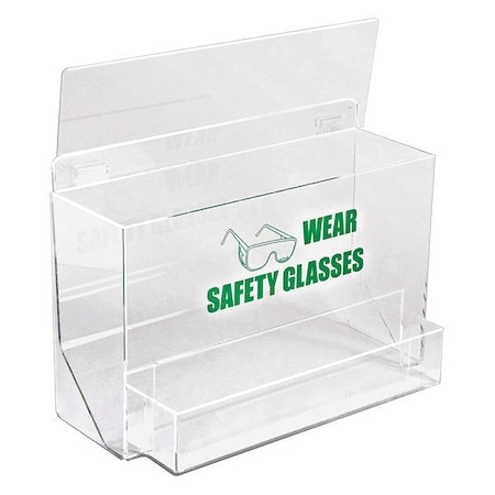Protective Eyewear Dispenser, Tray, 35 Pairs, Acrylic, 12 1/4 in H x 18 in W x 9 1/4 in D, Clear
