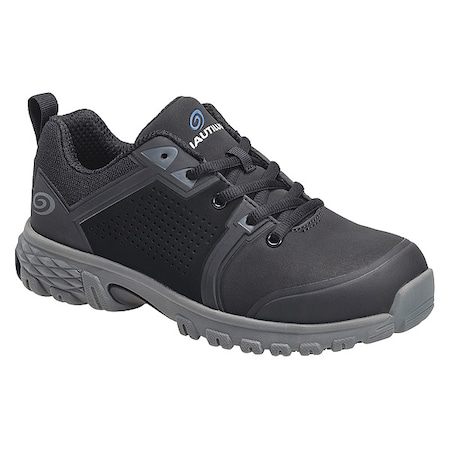 Women's Athletic Shoe, Alloy Toe, Leather, Microfiber Upper, EVA Outsole, Lace Up, Black, 7 W