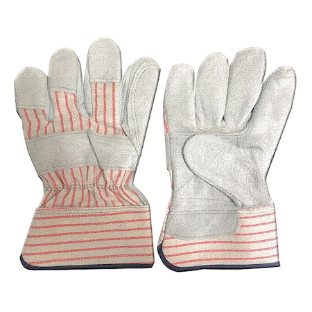 Leather Gloves, Cowhide, Safety Cuff, Wing Thumb, Gray, XL, 1 PR