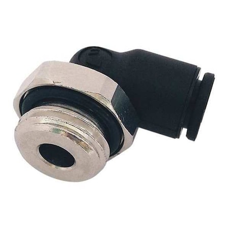 Push-Fit Elbow Fitting, 1/4 in Tube Size, Fiberglass-Reinforced Nylon, Black, 10 PK