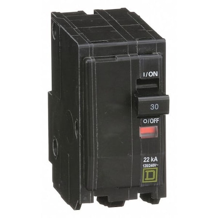Miniature Circuit Breaker, QO Series, 30A, 2 Pole, 120/240V AC, 22kA at 120/240V AC