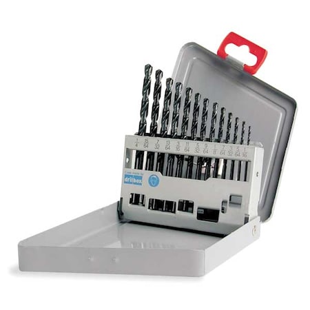 13PC 135 Degree Heavy-Duty Jobber Length Drill Set Cle-Line 1801 Steam Oxide HSS RHS/RHC 1/16-1/4x1/64