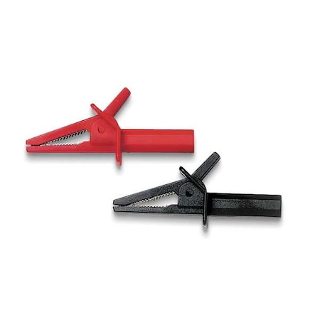 Alligator Clip, CAT III 600V, Safety Sheathed Banana Jack, 3.2", Black, Red