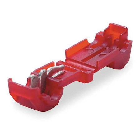 Insulation-Displacement Wire Connector, 18 AWG Max, 1 Port, Red, Nylon Insulation, 600 V, 50 PK
