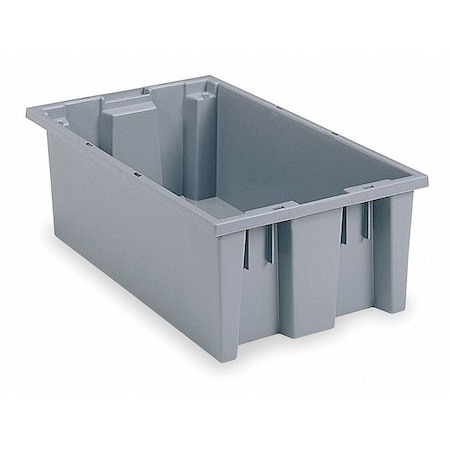 Stack & Nest Storage Container, 5.7 gal, 18 in L x 11 in W x 9 in H, Gray, Industrial Grade Polymer