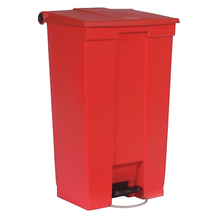 Step-On Containers 23 gal Rectangular Step-On Can, Red, Foot Pedal, Plastic, 19 3/4 in
