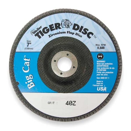 Arbor Mount Flap Disc,7in,40,Coarse