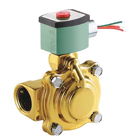 Solenoid Valve, 2-Way, 2-Position, Normally Closed, 1 in Pipe Size, 120V AC, High Flow, Brass, NBR