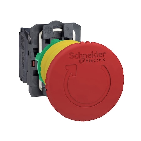 Emergency Stop Push Button, 22 mm, 1NO/1NC, Red