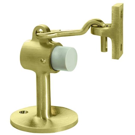 Hook-Style Door Holder, Cast Brass, Gold, 3-3/4"H x 1-3/4"W