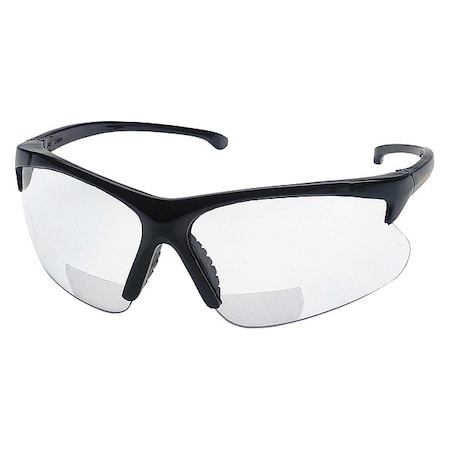 V60 30-06 RX Reader Safety Glasses, Black Wraparound Frame, 2.5 Diopter, Clear Lens, Universal