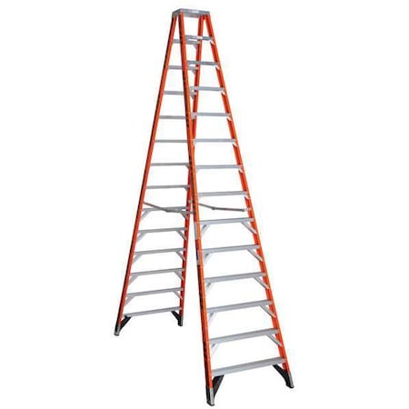 14 ft. Fiberglass Twin Stepladder, 13 Steps, 300 lb Load Capacity, 106 1/4 in Base Spread