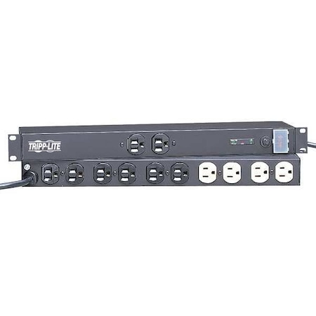 Power Strip, Surge, 5-15R, 5-15P, 15 ft., Black