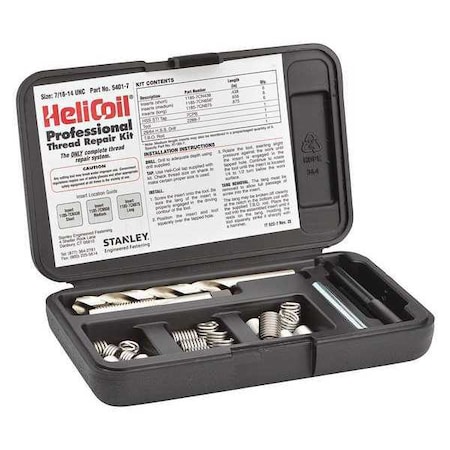 Free-Running Helical Insert Repair Kit, Helical Inserts, 7/16"-14, Plain 18-8 Stainless Steel