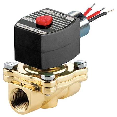 Solenoid Valve, 2-Way, 2-Position, Normally Closed, 2 in Pipe Size, 120V AC, High Flow, Brass, FKM
