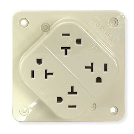 Straight Blade Receptacle, 5-20R, 20 A, 125V AC, 2 Pole, 3 Wire, Surface Mount, Grounded