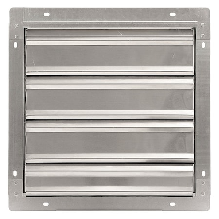 16 in 19"H-W 5.75"L Alu Wall Backdraft Dampr, 16-1/2 in x 16-1/2 in, Aluminum